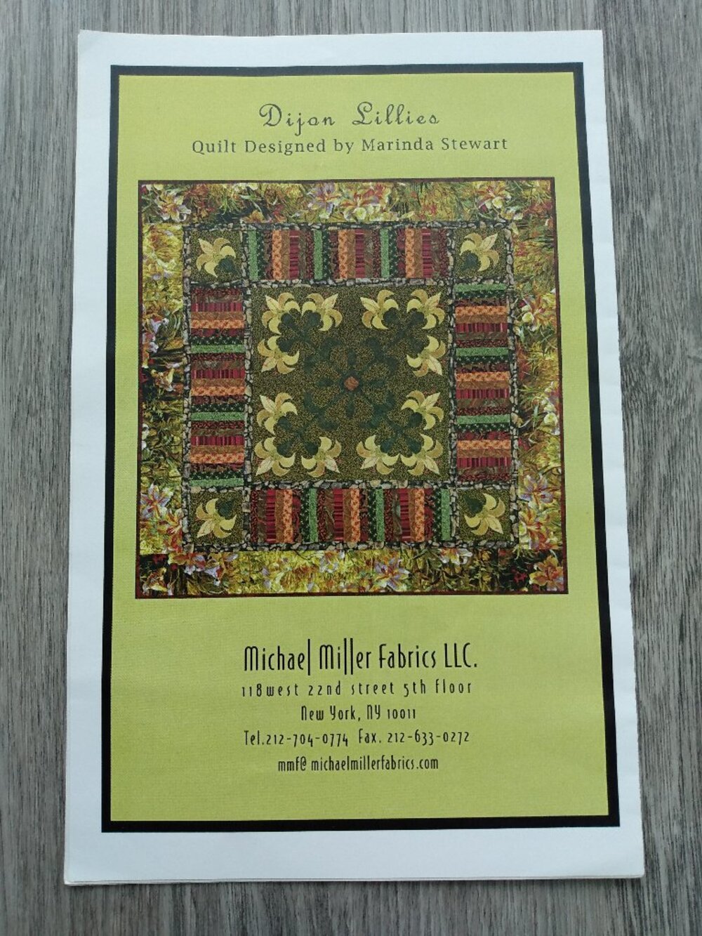 Dijon Lillies Quilt Sewing Pattern Quilted Wall Hanging Lap by Marinda Stewart